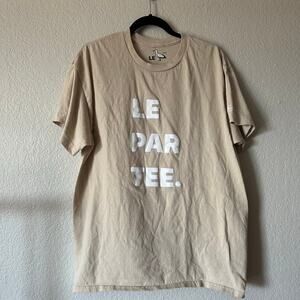 Le Par Tee Crew Neck Statement Tee Beige Size Large